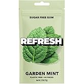 Refresh Gum Garden Mint, Natural Sugar-Free Xylitol Chewing Gum, 45 Pieces | Plastic Free, Non-GMO, Gluten Free, Vegan, Aspartame Free, Stevia Sweetened