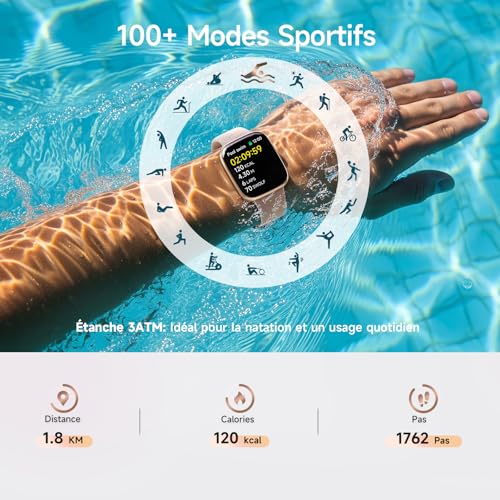 ENOMIR Men's Women's Smart Watch, 1.85 Inch Smartwatch with Built-in Alexa & 3ATM Waterproof, 100+ Sports Modes SpO2/Sleep/Heart Rate, Pedometer & Calories, Compatible with Samsung iPhone Android