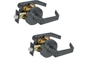 SUMBIN Ansi Grade 2 Commercial Heavy Duty Storeroom Door Lever Lockset, UL 3 Hour Fire Rated ADA, Matt Black Finish (2 Sets Key Alike)