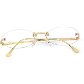 IGnaef Fashion Non Prescription Fake Glasses for Women Blue Light Blocking Oval Frameless IF6303