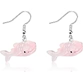 MAOFAED Cute Shark Drop Earring for Women，Sharks Jewelry, Shark Lover Gift, Sea Creature Gift(pinkShark)
