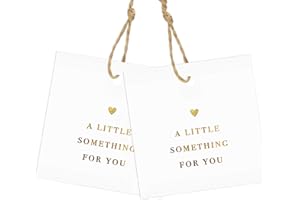 Wonninek Gold Foil Gift Tag with String Attached, 2.5" x 2.5" Thank You Gift Tags 50Pcs Elegant Pre-Punched Hole Hanging Tag 