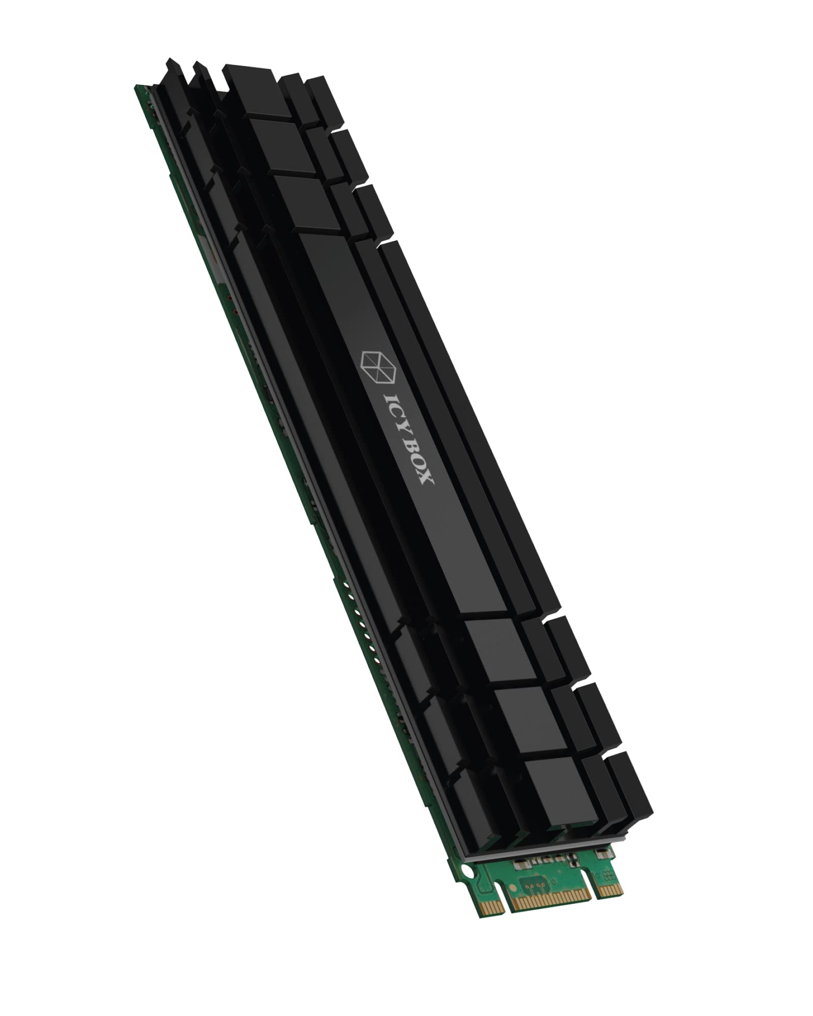 ICY BOX Flat M.2 Cooler with 5 mm Height for M.2 SSD (22110), Aluminium, 2 x Silicone Thermal Pad, Self-Adhesive, Passive, Black
