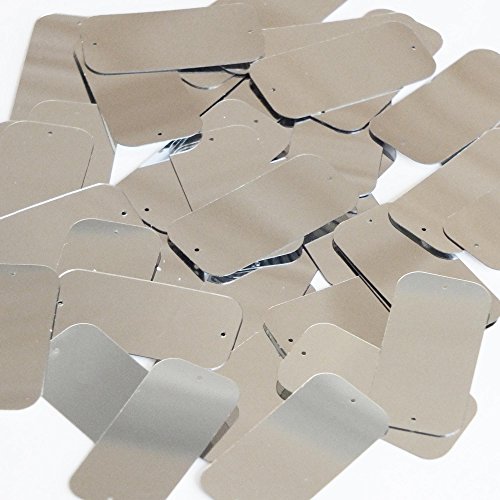 Silver Sequin 2 hole Rectangle 1.5 inch Couture Loose Paillettes. Made in USA.