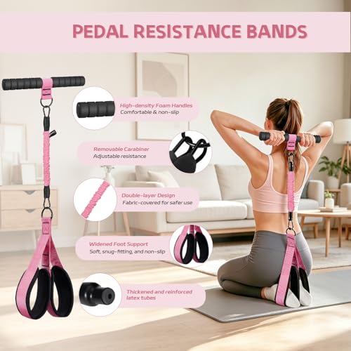Set of Resistance Bands, Elastic Bands for Pedal and Handles, Ankle Pulleys Gym, Elastic Bands for Figure 8, Fitness Elastic Band for Abs at Home