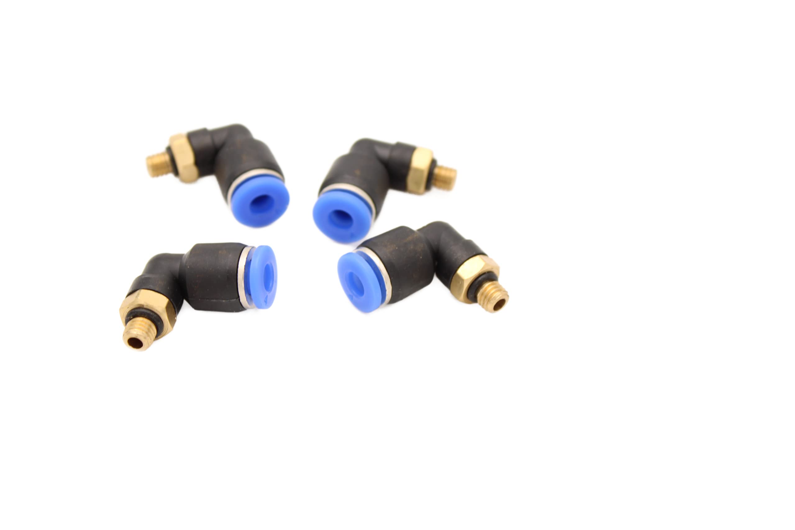 Pneumatic Angle Plug-In Fitting 90° M5 to 4 mm Pack of 4 Push In Compressed Air Line PCL Fittings Connection Plug Connection (M5-4 mm)