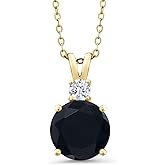 Gem Stone King 18K Yellow Gold Plated Silver Black Onyx Pendant Necklace For Women (3.32 Cttw, Gemstone December Birthstone, Round 10MM, With 18 Inch Chain)