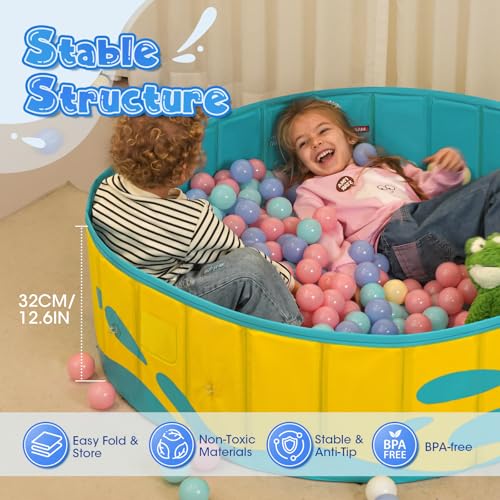 Peradix Paddling Pool with Adjustable Canopy for Toddlers - 120cm Foldable Pool Pool for Baby and Kids for Garden & Travel | Baby Tent & Beach Tent for 2-3 Children