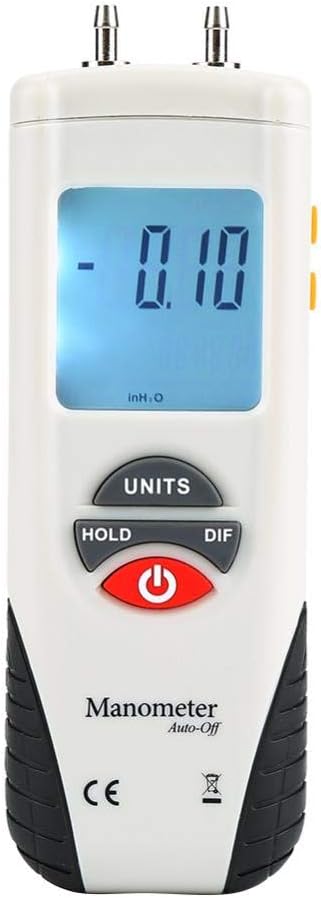 Akozon HT-1890 Digital Manometer Differential Gauge Air Pressure Meter 11 Units