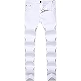 Men's Ripped Distressed Destroyed Straight Fit Washed Denim Jeans