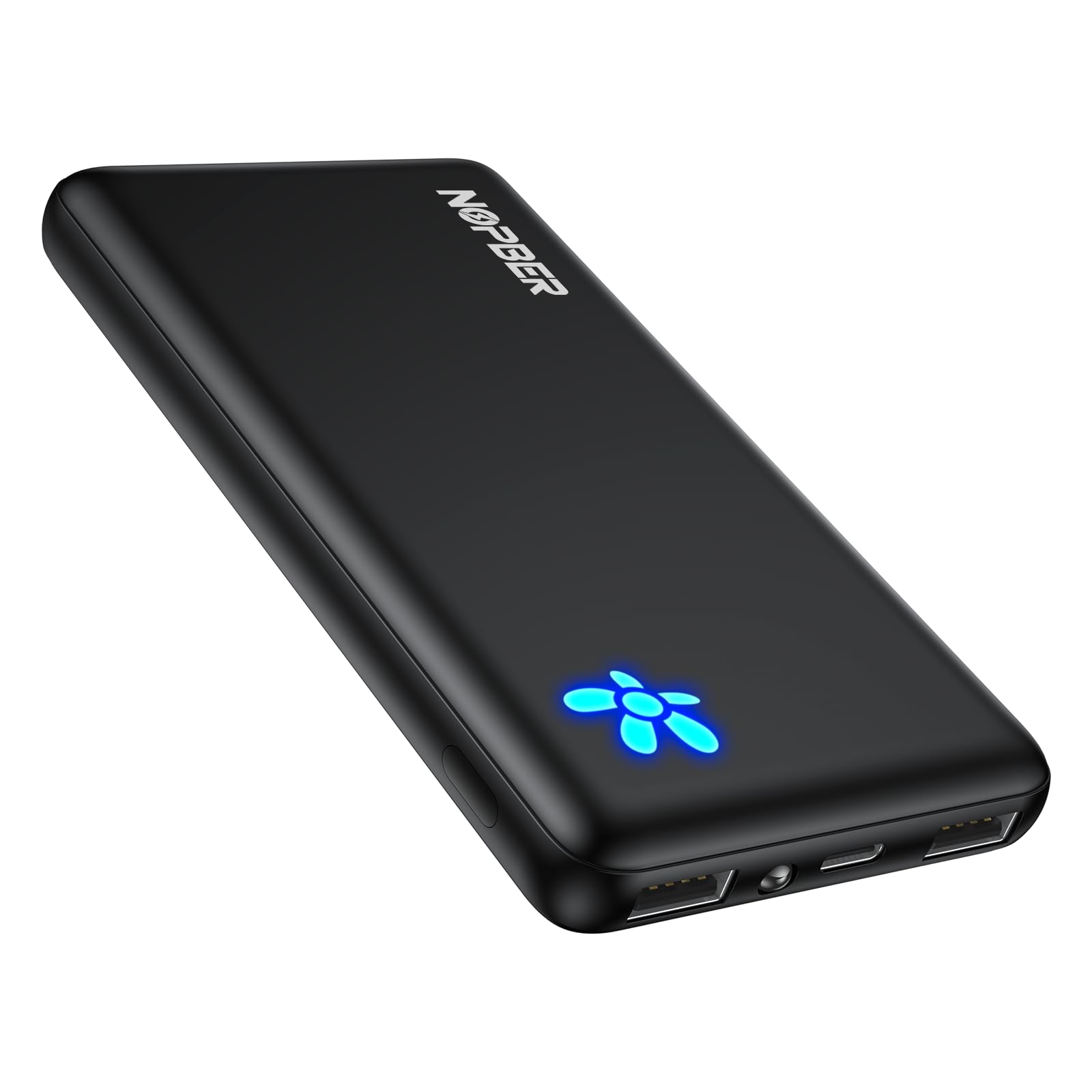 NOPBER Portable Charger 10000mAh Ultra Slim Power Bank Lightweight Pocket-Sized Design 15W Output for iPhone 16/15/14 Samsung Galaxy Android Devices Travel Essentials​（Black）