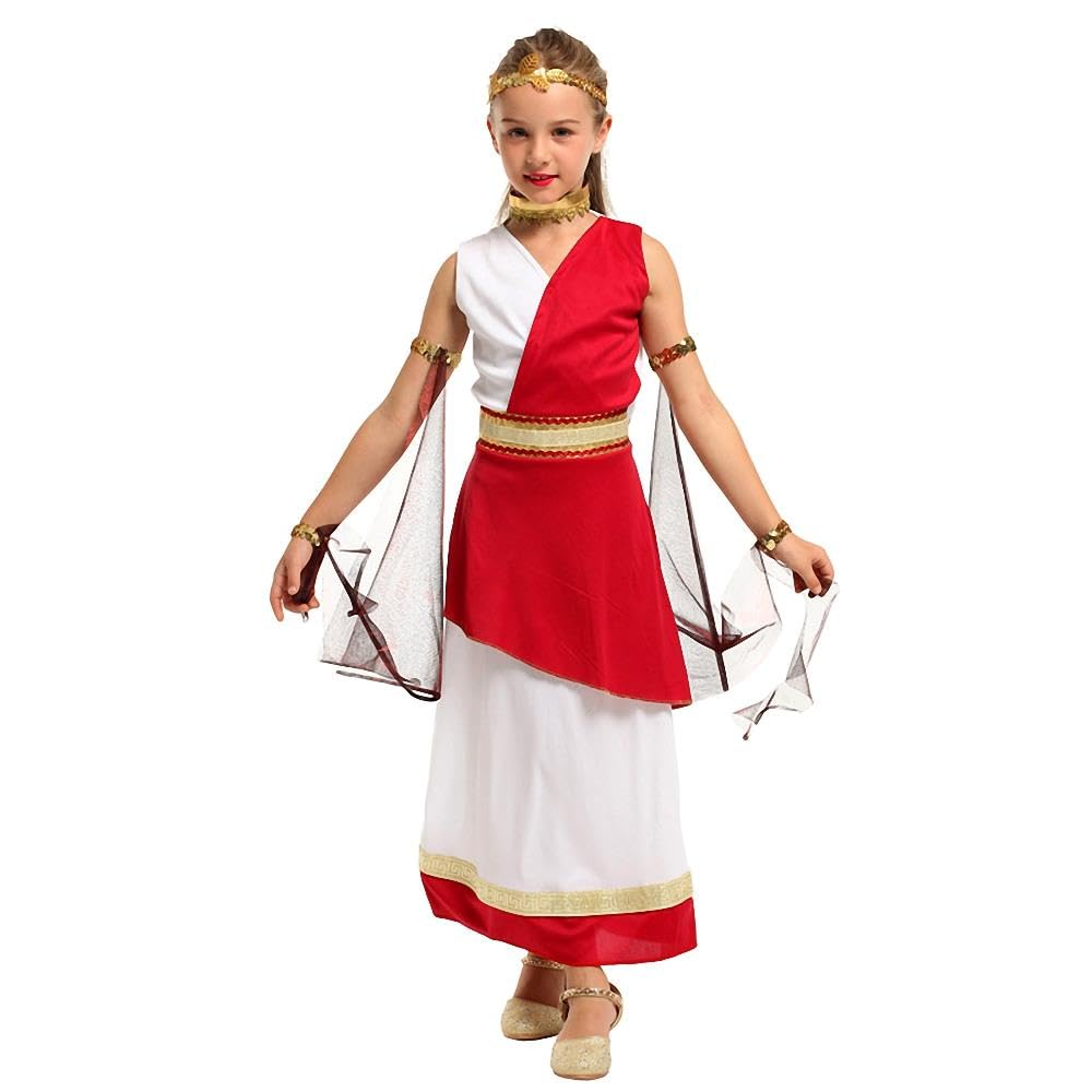 Lito Angels Ancient Roman Greek Goddess Costume Fancy Dress Up Outfits Set with Gold Laurel Headband for World Book Day Kids Girls Age 4-5 Years — image 1