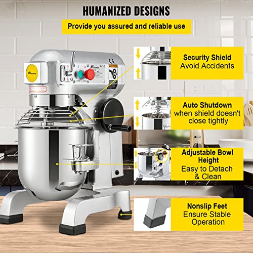 Happybuy Commercial Food Mixer 15Qt 600W 3 Speeds Adjustable 110/178