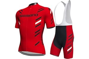 NHNIN Men's Cycling Jersey Set Bicycle Short Sleeve Quick-Dry Breathable Shirt+4D Cushion Shorts Padded Pants/Bib Short