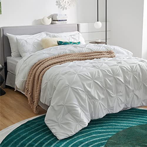 Bedsure White Twin Comforter Set Kidss 6 Pieces Pintuck Twin Bed in A