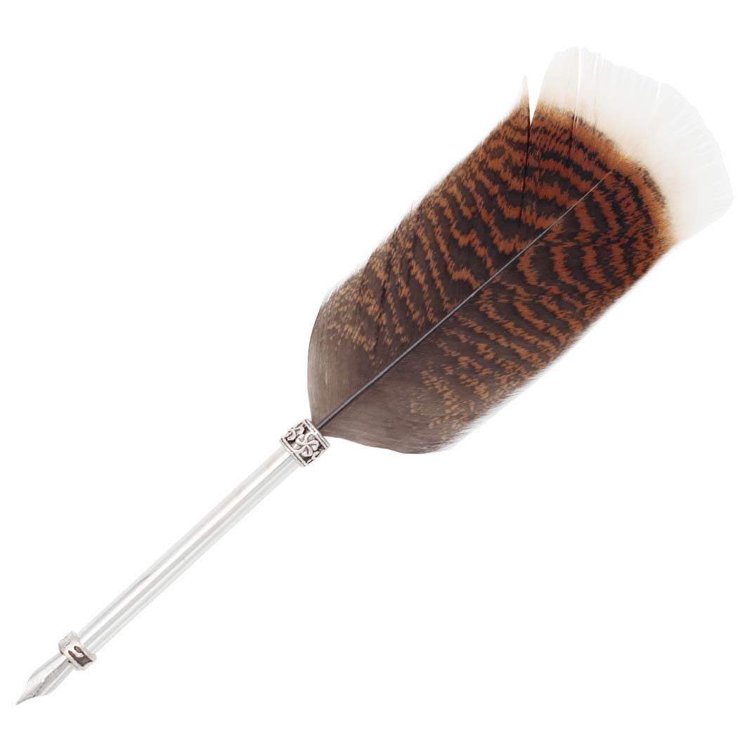 Gullor Vintage Feather Quill Pen, Nuture Feather Dip Pen with Gift Box, Brown & White 2