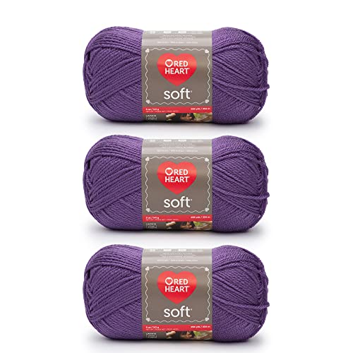 Red Heart Soft Lavender Yarn - 3 Pack of 141g/5oz - Acrylic - 4 Medium (Worsted…