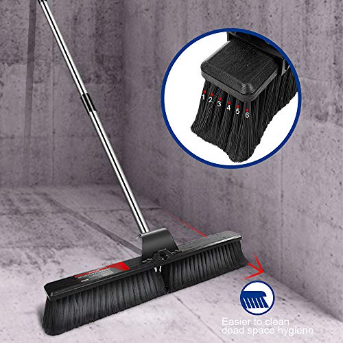 Masthome 24" Push Broom Wide Outdoor Stiff Sweeping Broom with Stiff Bristles Heavy Duty Garden
