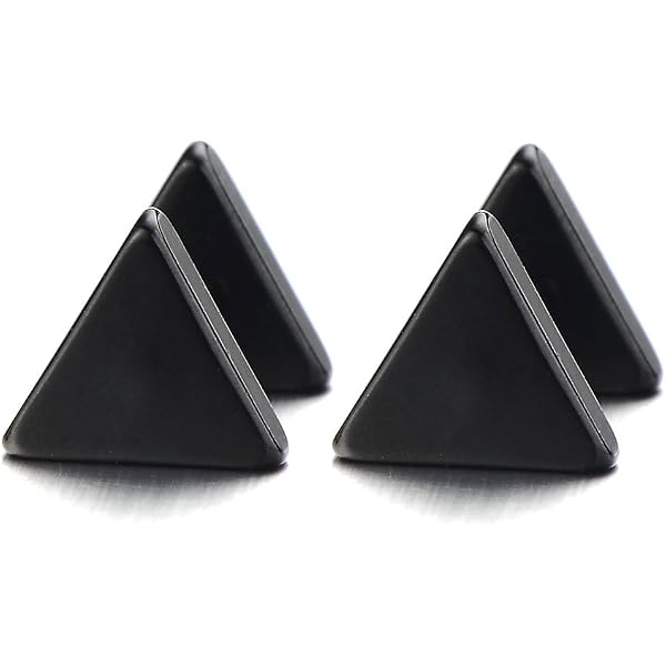 Minimalist Triangle Stud Earrings - Stainless Steel Unisex Jewelry - 3 Size Options In Black Or Silver