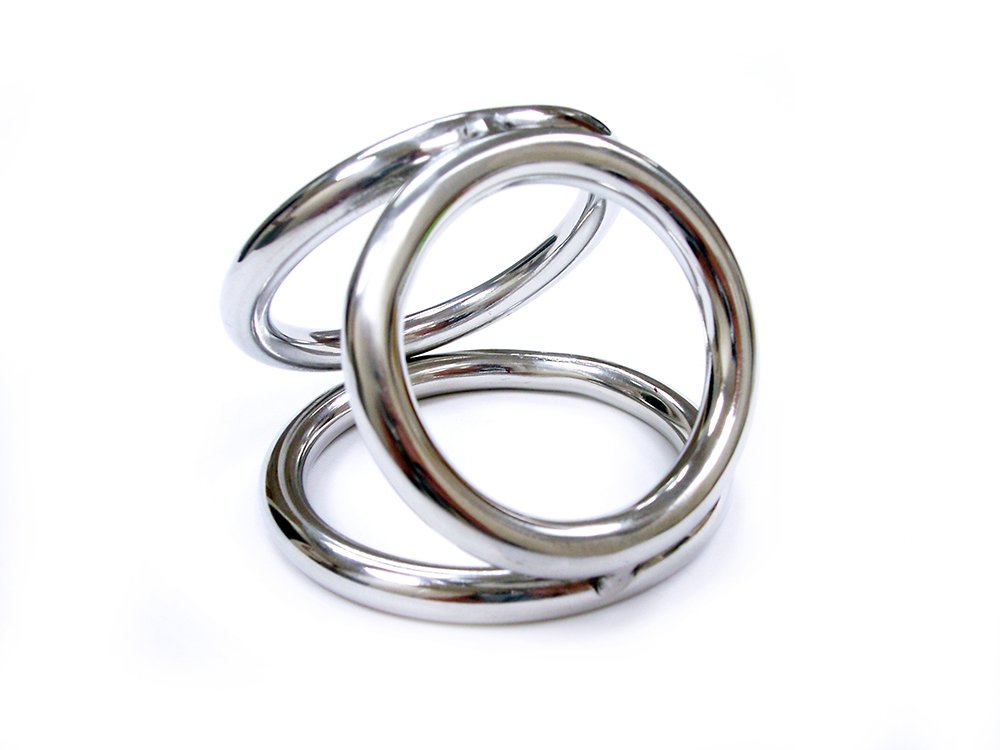 Rouge Garments Stainless Steel Triple Cock Ring Cage, S