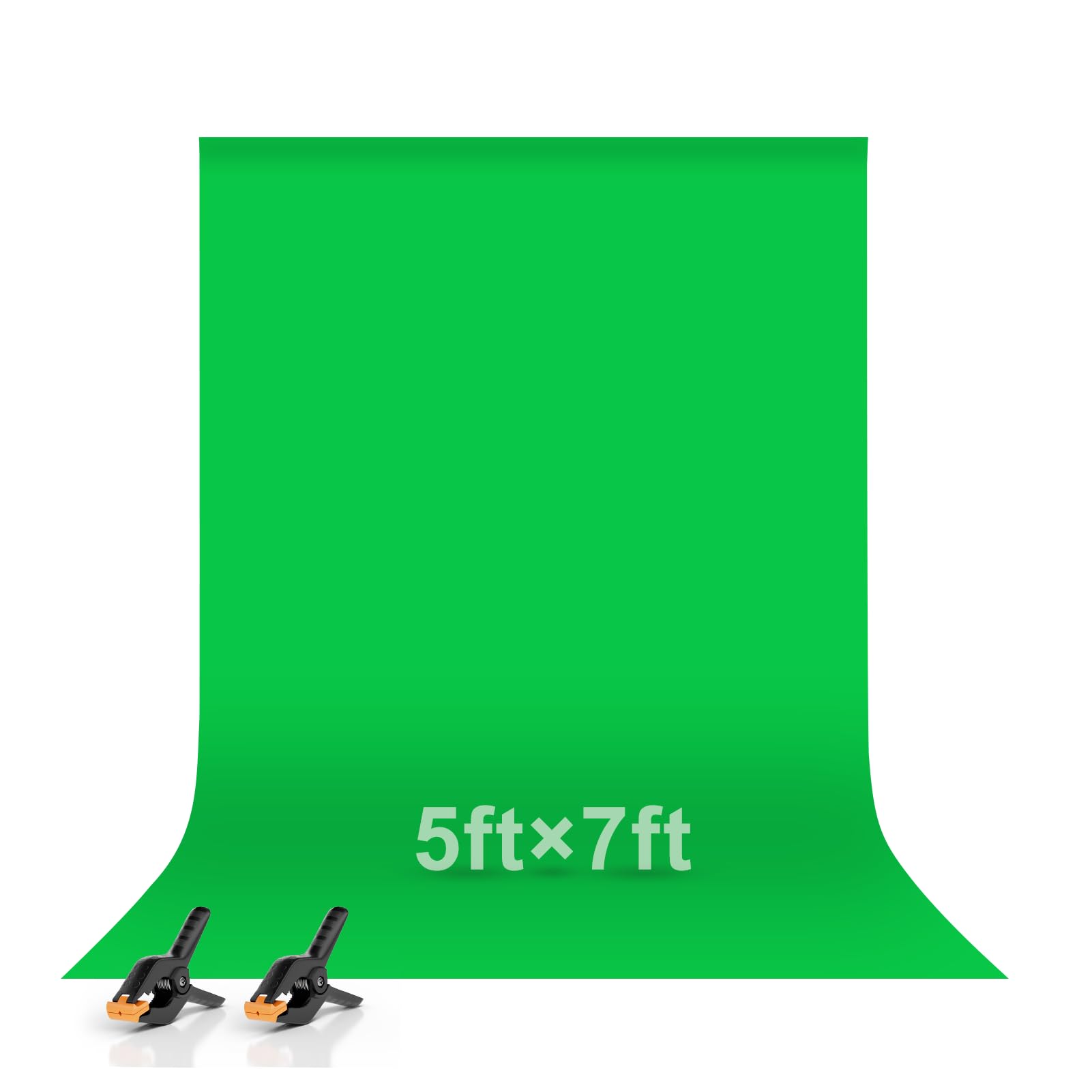 EMART 1.5x2m/ 5x7ft Green Screen Backdrop, Photo Background Washable Polyester Sheet for Photoshoot Photo Video Studio Photography Product Portrait, Including 2 Spring Clamps — image 1