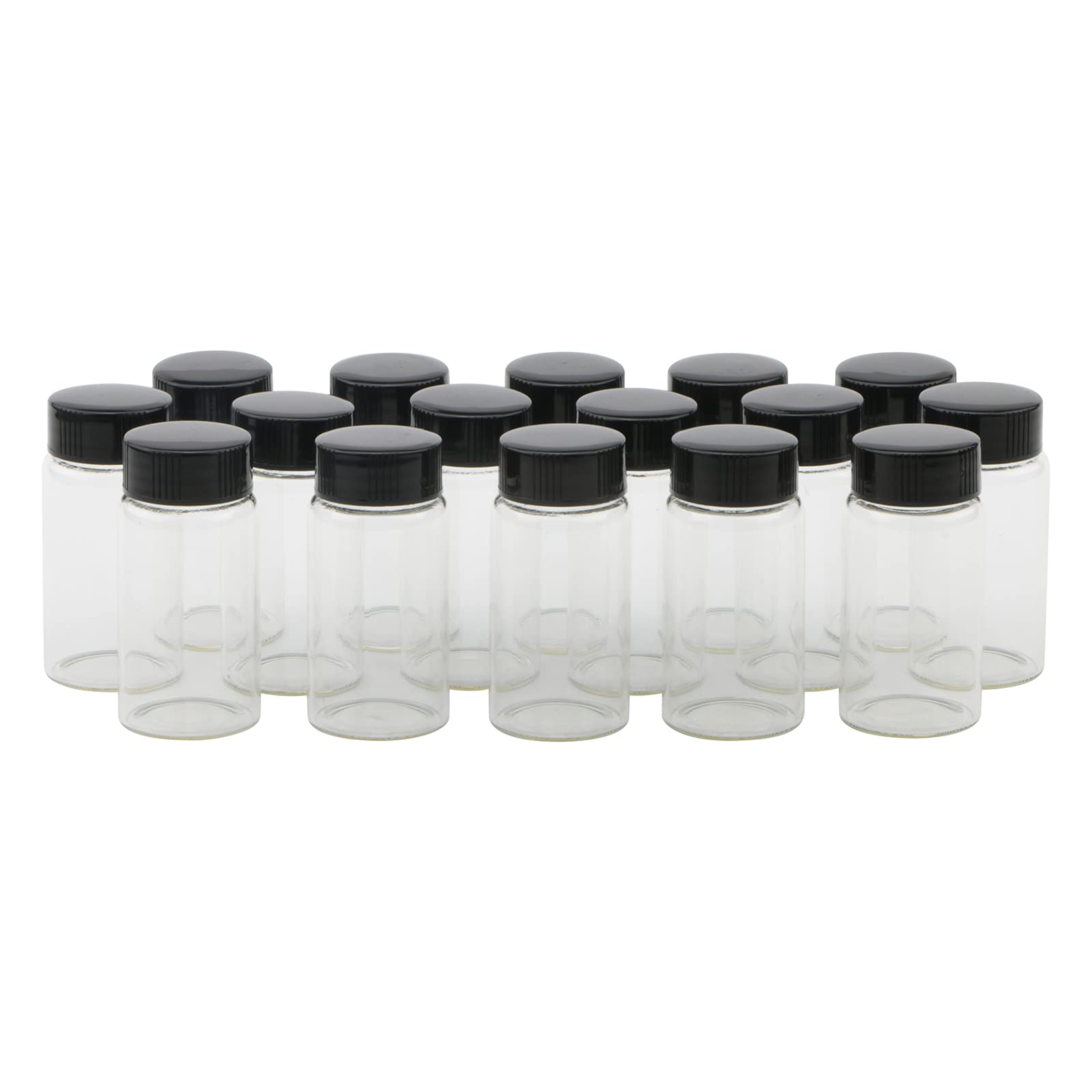 Pxyelec 25ml Transparent Spiral Glass Sample Bottles,16pcs Essential Oil Vials for Chemical Reagent, Experiment bottle, Sample and Liquid Bottle
