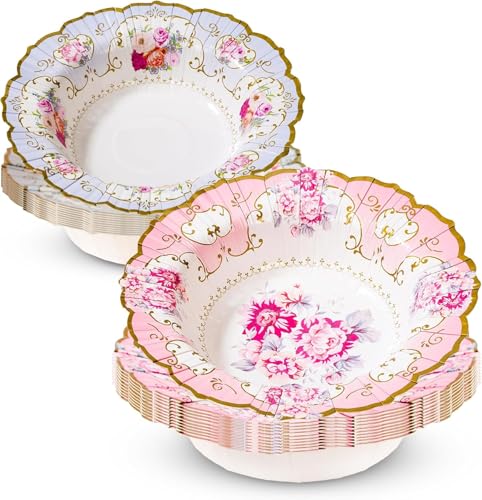 Talking Tables 12 x Vintage Floral Paper Bowls for Birthdays, Mother's Day, Pretty Bowls for Afternoon Tea Party Decorations, Baby Shower, Wedding, and Bridgerton Themed Parties - 8