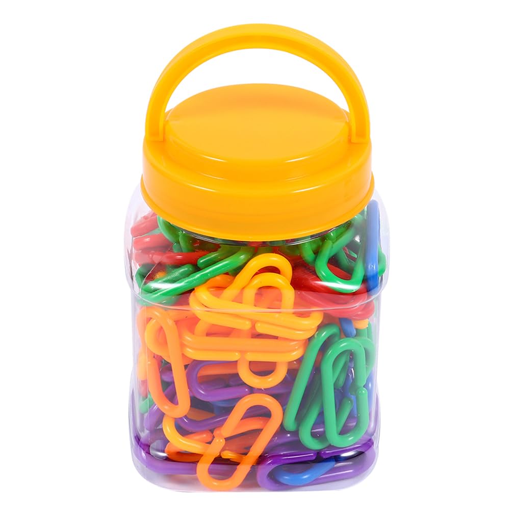 Gadpiparty Puzzle Toy 150 Pcs Rainbow Link C-Clips Hooks Chain Links Plastic C-Clips Hooks Chain Links Childrens Learning Toys Bird Swing & Climbing Chain Cage Toy Clips & Hooks Parrot Toys
