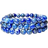 Crystal Treasure 8mm Lapis Lazuli Round Beads Stretch Bracelet