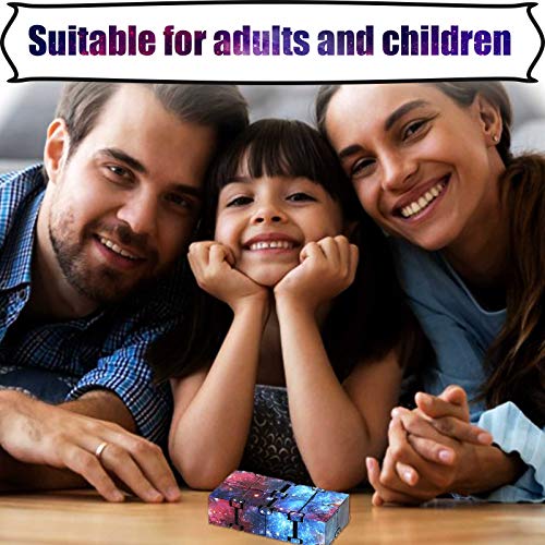 Infinity Cube Fidget Toy, Finger Fidget Toys for Kids and Adults, Fidget Blocks for Stress Relieving, Killing Time Fidget Cube for OCD/ADD/ADHD (Galaxy Space) Eoqiza