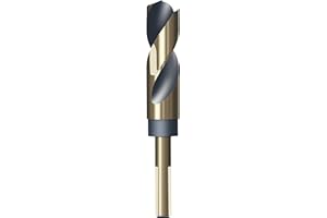 HUHAO 3/4 Inch Drill Bit - Reduced Shank High Speed Steel HSS 4341 for Heavy-Duty Metal & Steel, 10mm (3/8"), Black Nitride & Gold Titanium Coated for Structural Beams, Thick Plates