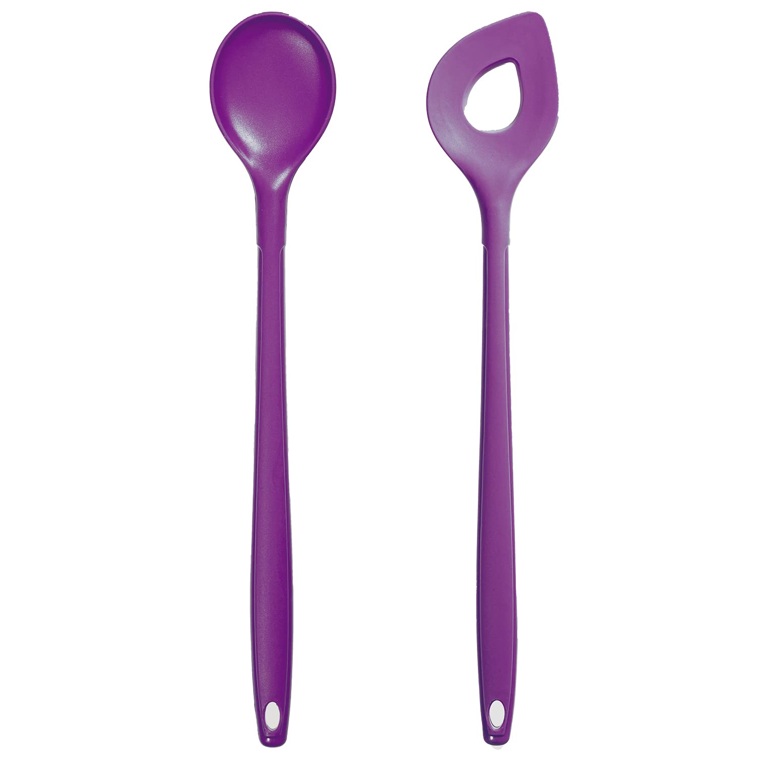 Kochblume Set of 2 Spoons for Cooking and Baking, 30 cm, Stainless-Steel Core with a Protective Layer of Silicone, BPA-Free, Dishwasher-Safe, Purple