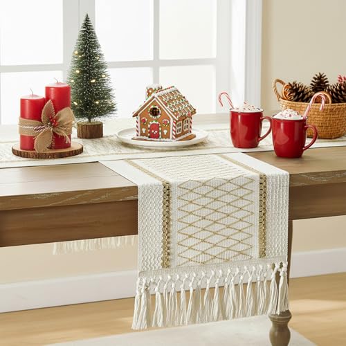 Hibate Brown Boho Table Runner for Home Decor Macrame Farmhouse… at Amazon