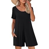 Nfsion Womens Summer Casual Romper Short Sleeve Crewneck Shorts Overalls Jumpsuit with Pockets Outfits