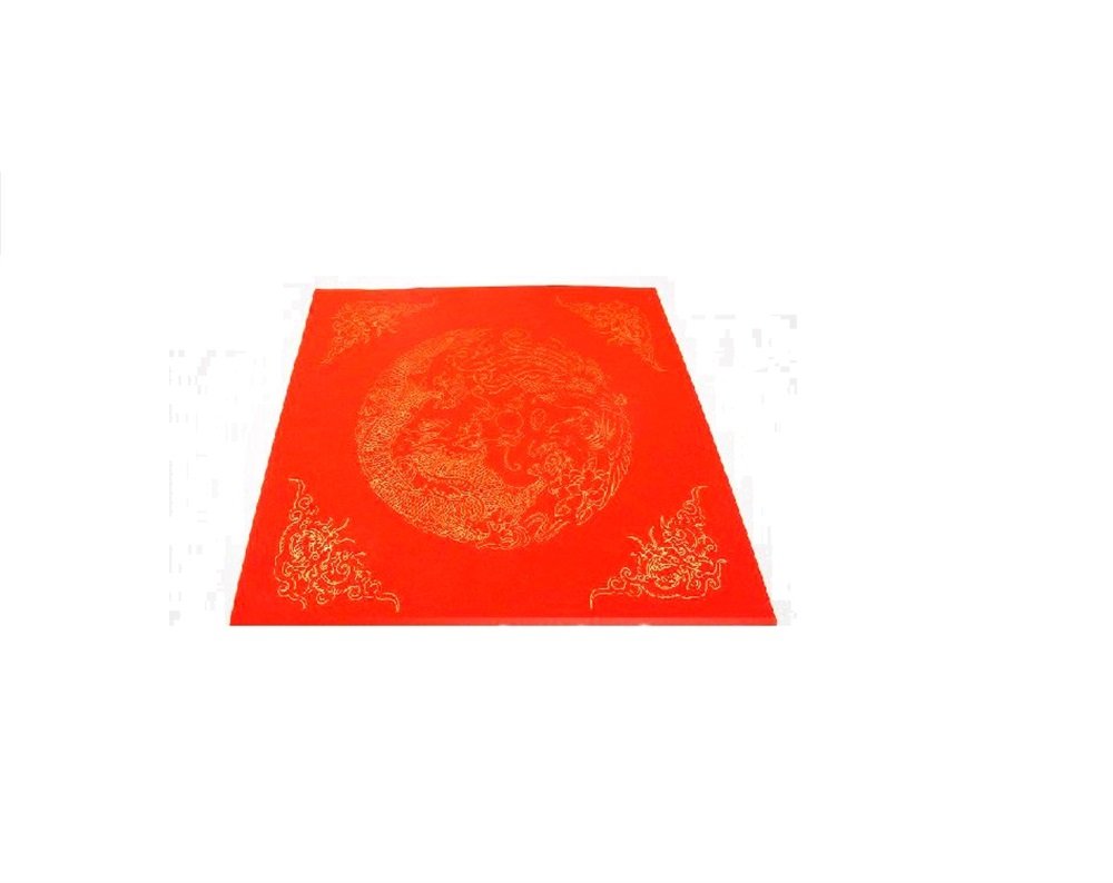 Dragon and Pheonix Pattern Square Red Chinese Rice Paper Pack 20 Sheets Pack