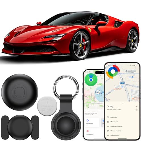 CMINGKEJI Car GPS Tracker, GPS Tracker for Car, Air Tracker GPS Android and iOS Without Subscription, Ultra Long Autonomy, IP68 Waterproof, Super Magnetic Smart Tag for Motorcycle, Bike (Black)