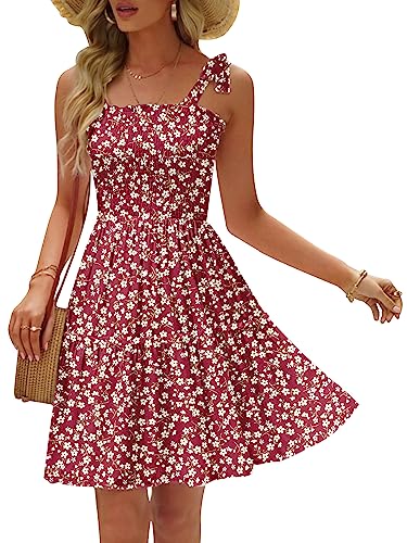 AILSI WOMENS RED FLORAL DRESSES FOR WOMEN 2023 CUTE SPAGHETTI STRAP TUBE DRESS RESORT WEAR FANCY PREPPY DRESS PARTY COCKTAIL MINI TEEN DRESSES FOR WOMEN CASUAL SUMMER(SMALL,BURGUNDY FLORAL)