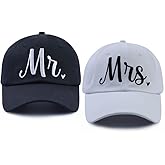 2PCS Mr and Mrs Hats for Couples, Adjustable Cotton Embroidered Mr and Mrs Gifts Baseball Cap