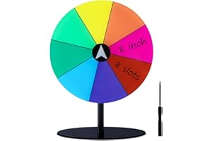 Airpark Spinning Prize Wheel 8 Inch Dry Erase Prize Wheel, 8 Slots Color Tabletop Roulette Wheel of Fortune Game, Editable Spinning Wheel for Home Parties, Trade Show, Carnival Events