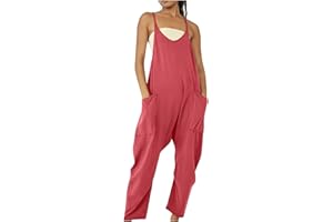 yelldesk Women's Casual Loose Overalls Jumpsuits Summer One Piece Sleeveless Wide Leg Long Pant Rompers With Pockets