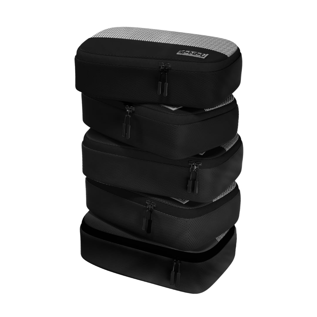 Photo 1 of 5pc Small Black Packing Cubes for Suitcases - Travel Packing Organizers for Carry on Suitcase - Luggage Cubes set of 5