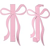 Chunful 2 Pack Bow Over The Door Hook, Metal Strong Door Hanger Hook Coquette Room Decor Bow Accessories for Cabinet Living Room Bathroom Bedroom Kitchen Hanging Clothes Towels Hats Coats Bags (Pink)