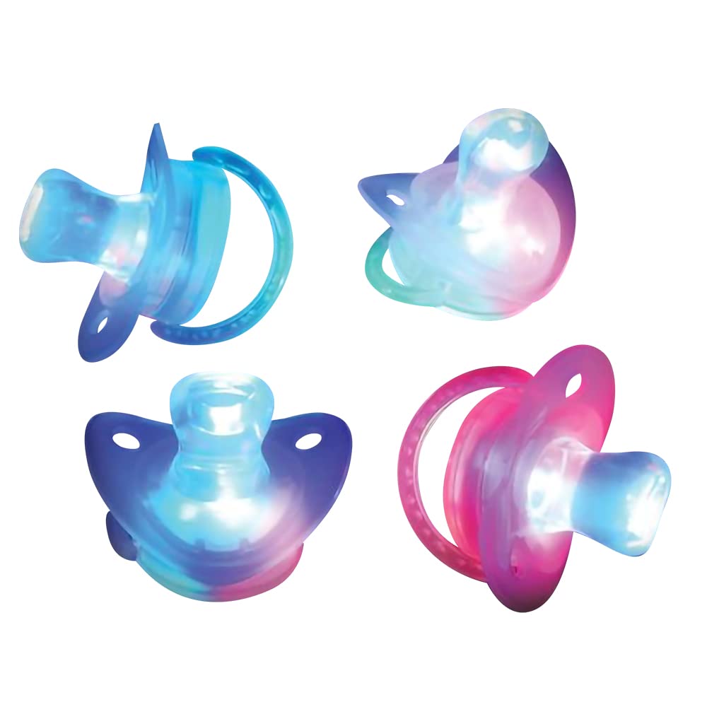 Photo 1 of ArtCreativity Light Up LED Pacifier Toys - Set of 4 - Flashing Rave Binkies for EDM Party and Concert - 100% Non-Toxic - Batteries Included - Gag Joke Gift - Binky Party Favors for Kids and Adults