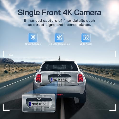 WOLFANG 4K Dashcam Voiture Avant Arrière, Wi-FI Caméra Voiture, Grand Angle 170° G-Capteur, Caméra Embarquée Voiture avec Mode Stationnement 24H, Vision Nocturne, Enregistrement en Boucle