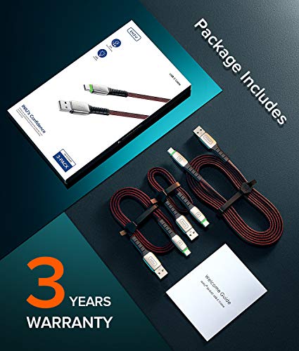 INIU USB C Cable, 【3 Pack】3.1A QC Fast Charging USB Type C Cable, Braided (1.6+3.3+6.6ft) USB-C Phone Charger Cables for Samsung Galaxy S20 S10 S9 S8 Plus Note 10 LG Google Pixel OnePlus Huawei etc