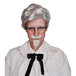 ALLAURA Old Man Colonel Sanders Wig + White Beard