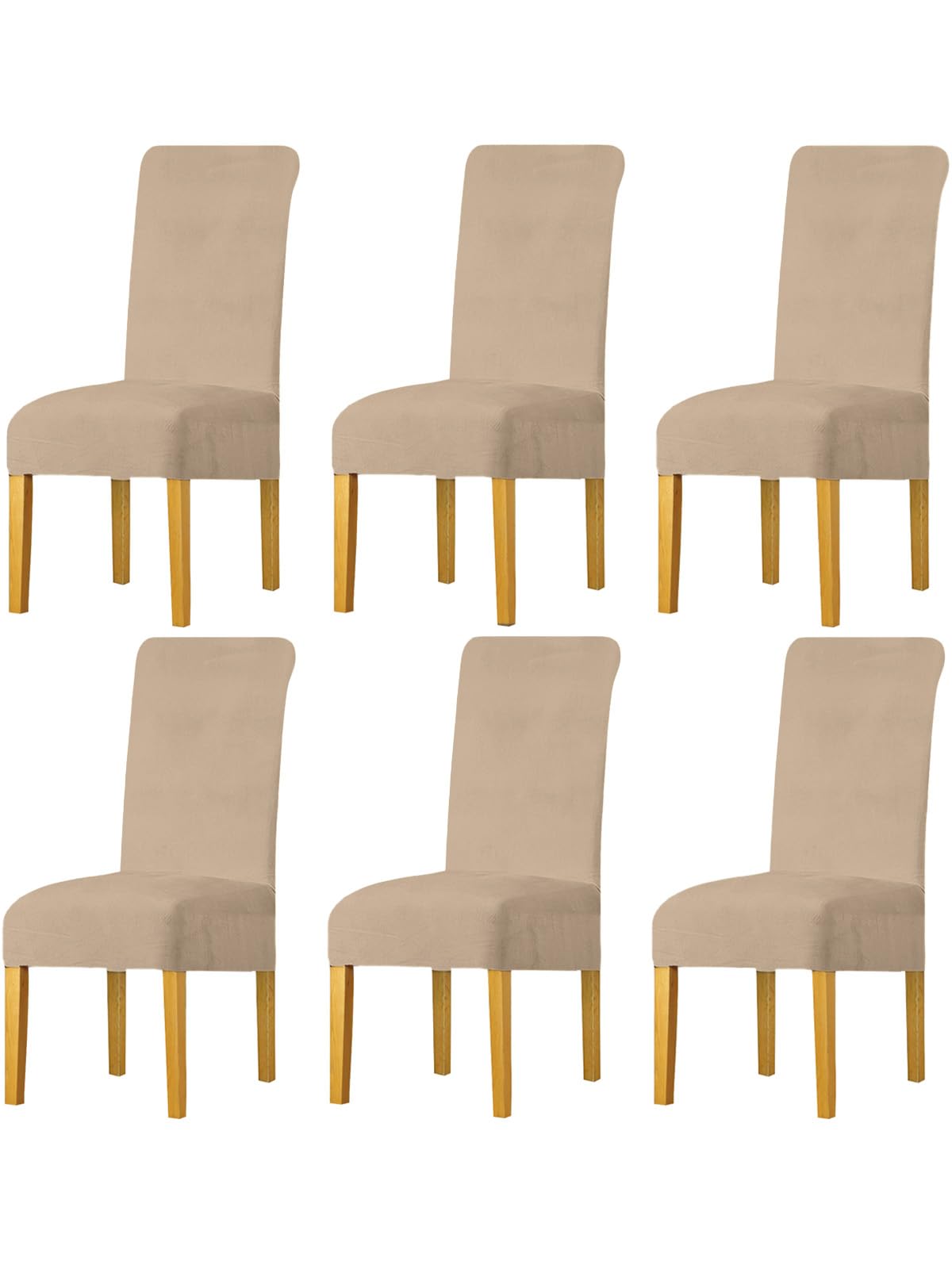 LANSHENG Dining Chair Covers Set of 6, Stretch High Back Chair Seat Protector Slipcovers, Washable Removable Kitchen Chair Covers for Dining Room (Camel, Set of 6)