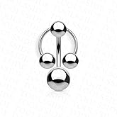 TOOLSSIDE Jewelry for Special Moments with 4 Balls - Piercing Jewelry for Women - Belly Button Ring 14 gauge, Stainless Steel Belly Button Rings, Navel Rings for Women