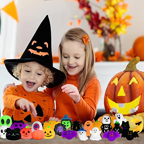 24 PCS Halloween Mochi Squishy Toys Squishies Halloween Toys for Kids Girls Boys Halloween Party Favors Halloween Treat Bags Gifts