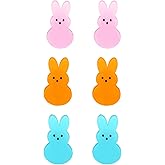 QLUYCKW 3pcs Easter Bunny Stud Earrings for Women Lightweight Acrylic Animal Earrings Cute Colorful Sequin Spring Rabbit Stud Earrings Easter Party Jewelry